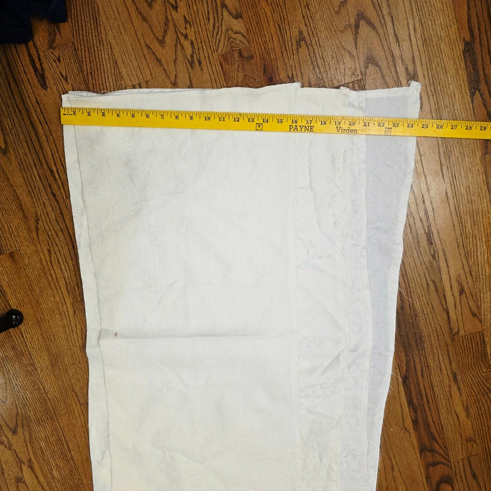 Vintage White Damask Floral Scroll Fabric Remnant Jacquard Upholstery 24x35